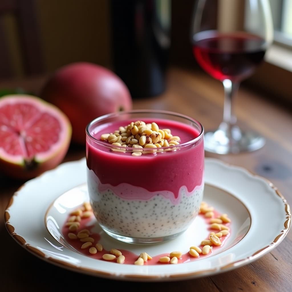 Pudín de Chía con Puré de Guayaba y Vino Tinto: Postre Brasileiro Sin Cocción y Bajo en Calorías