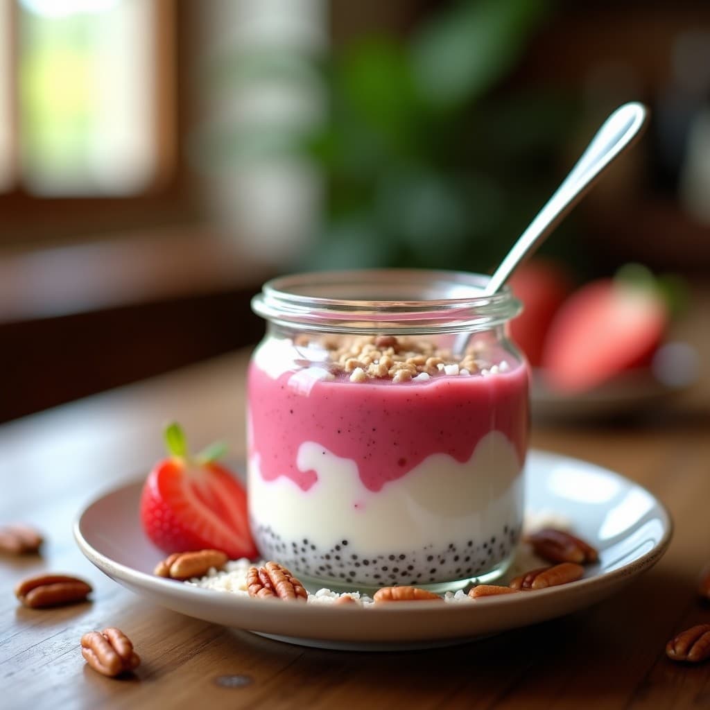 Pudín de Chía con Puré de Guayaba y Yogur Griego: Desayuno Alto en Proteína y Omega-3