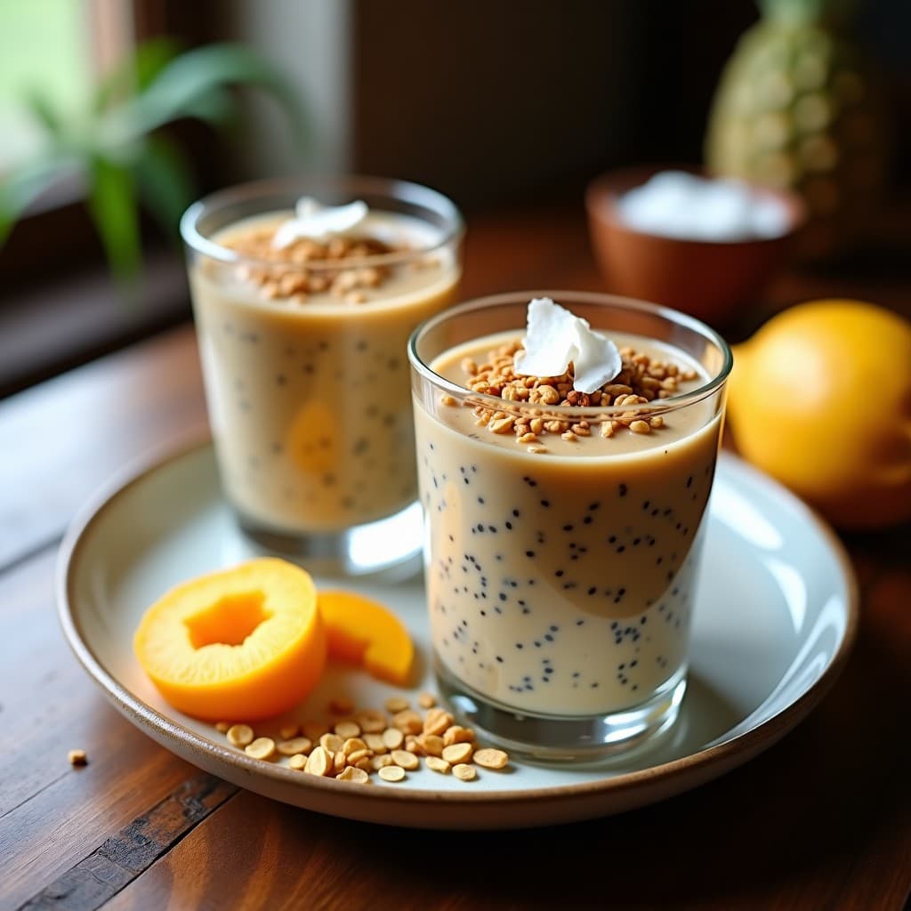 Pudín de Chía con Puré de Lúcuma y Granola de Quinoa: Desayuno Peruano Sin Lactosa