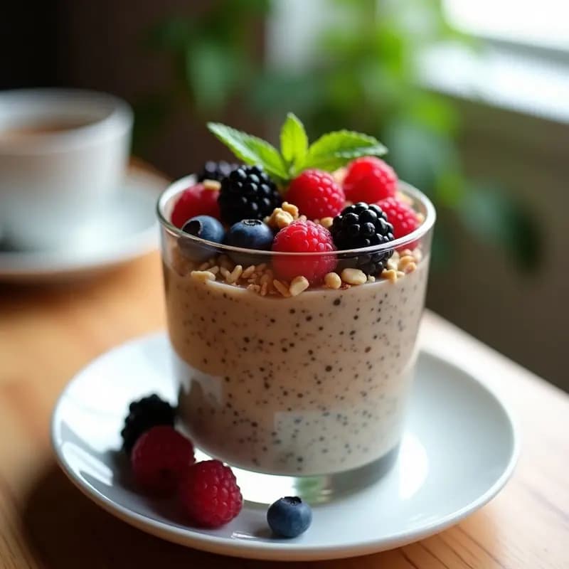 Pudín de Chía y Té de Rooibos: Postre Sudafricano Antioxidante con Frutas del Bosque