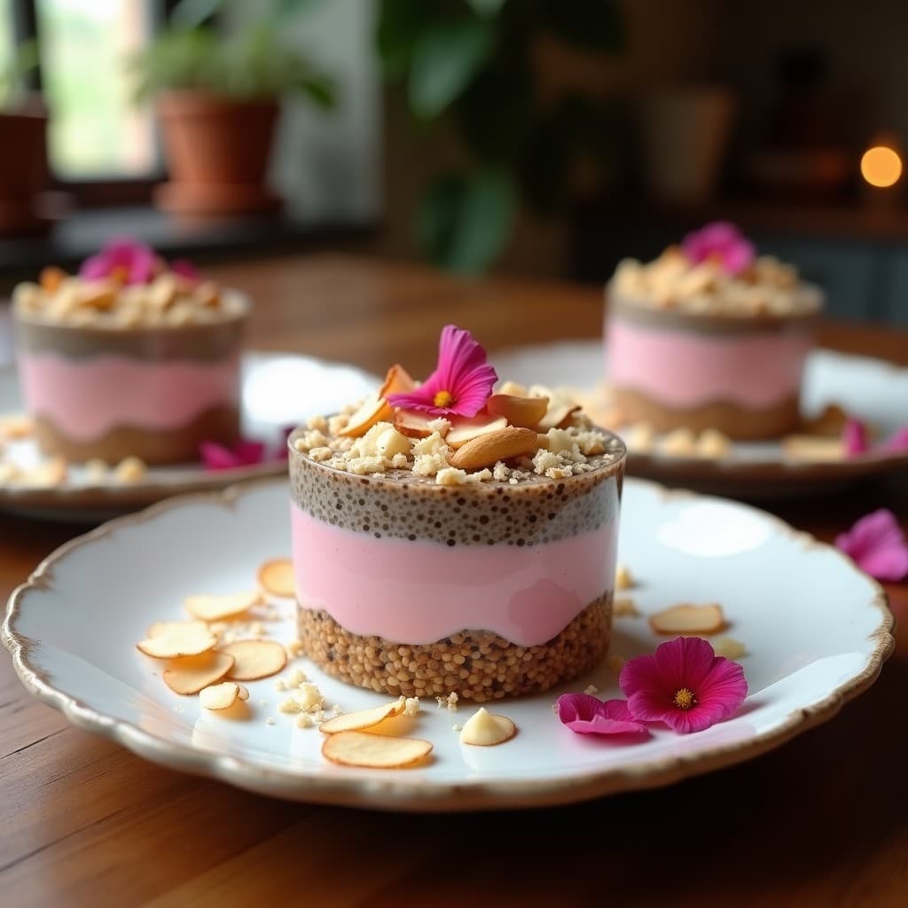Pudín de Chía y Turrón de Almendras con Esencia de Rosa: Postre Árabe Sin Horno