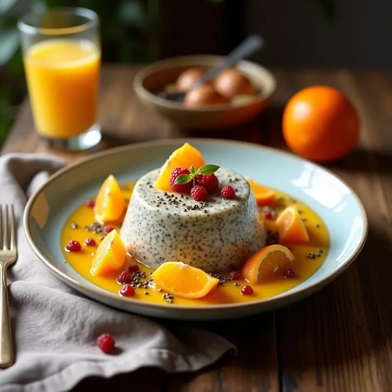 Pudín de Chía con Zumo de Naranja Sanguina y Semillas de Amapola: Postre Vegano Ricos en Omega-3