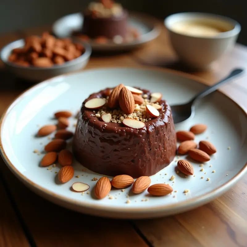 Pudín de Chocolote y Aceite de Coco con Trozos de Almendra: Postre Keto en Microondas