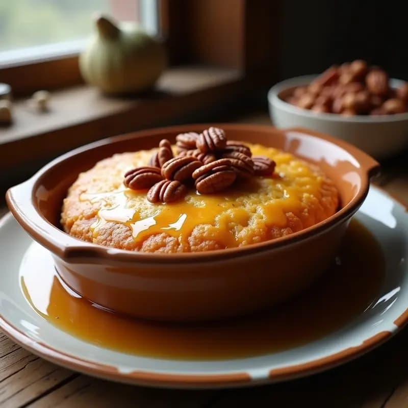 Pudín Chômeur Quebecois con Sirope de Arce y Nueces: Postre Canadiense Tradicional
