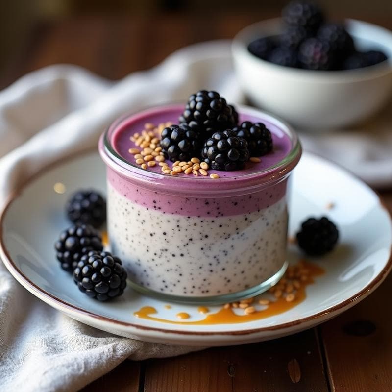 Pudín de Semillas de Lino y Zarzamora: Postre Keto Sin Cocción y Alto en Omega-3