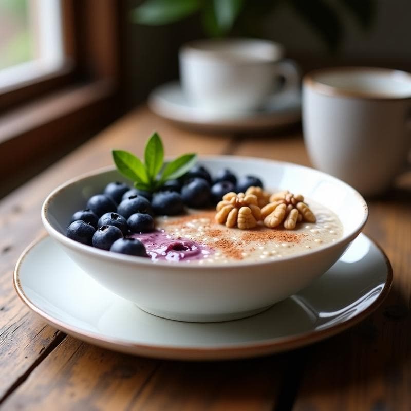 Pudín de Quinoa y Arándanos con Canela: Desayuno Sin Gluten y Alto en Fibra