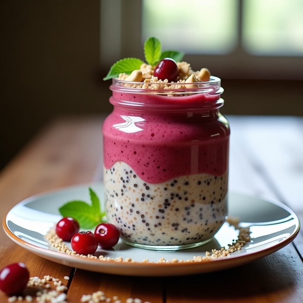 Pudín de Quinoa y Arándanos Rojos: Postre Overnight Vegano y Antioxidante