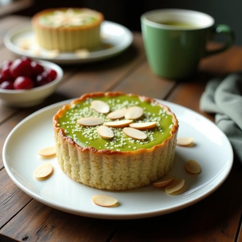 Pudín de Quinoa y Matcha al Horno: Postre Proteico Sin Azúcar y Sin Lácteos