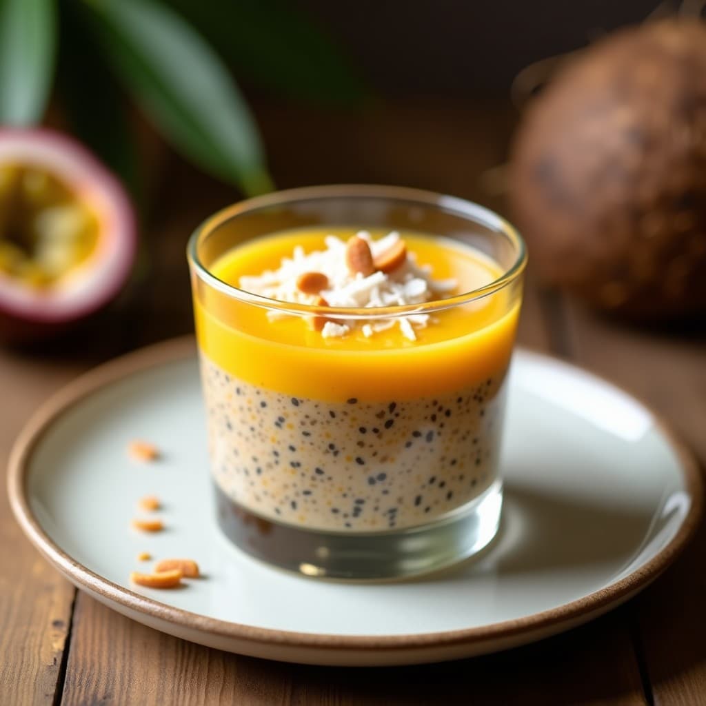 Pudín de Semillas de Cánamo con Puré de Maracuyá: Postre Brasileño Keto y Sin Horno