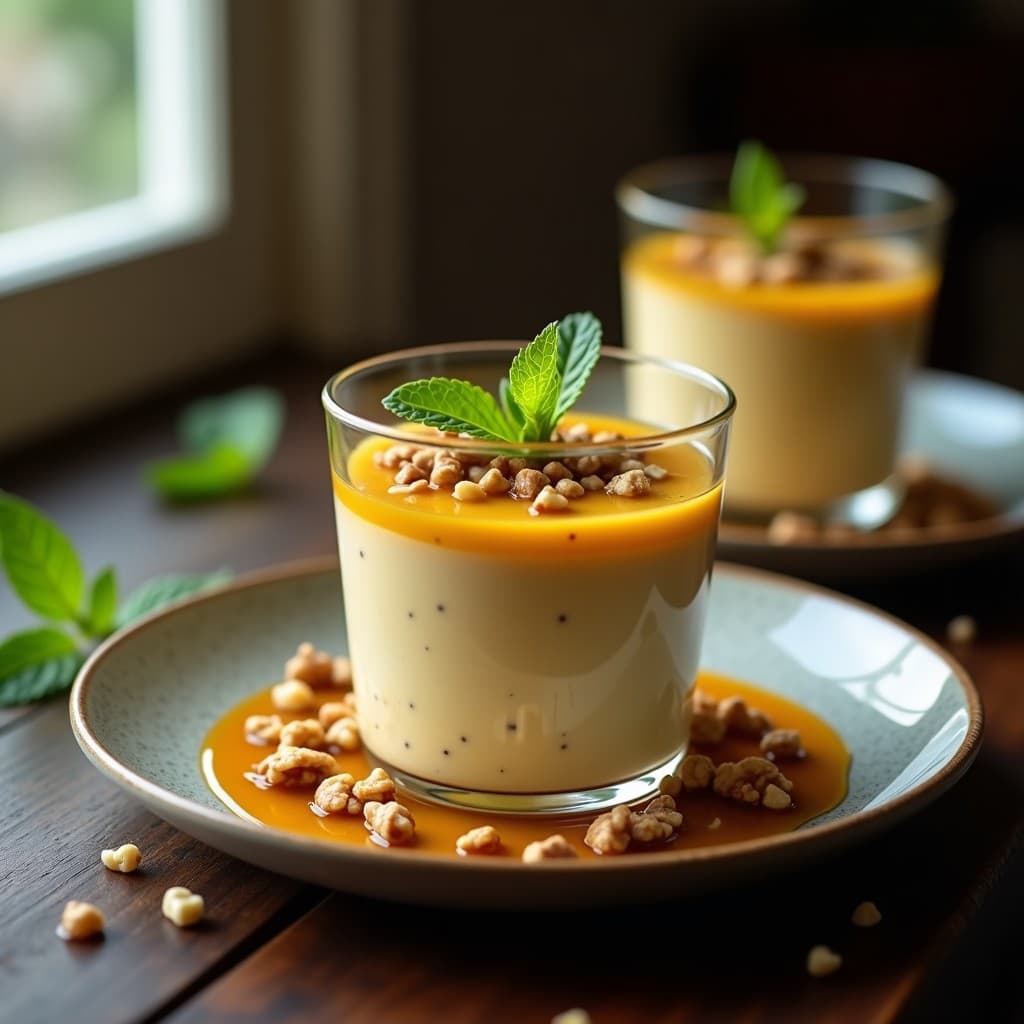 Pudín de Semillas de Cardo con Sirope de Dátil: Postre Tradicional Portugués Sin Gluten y Vegano