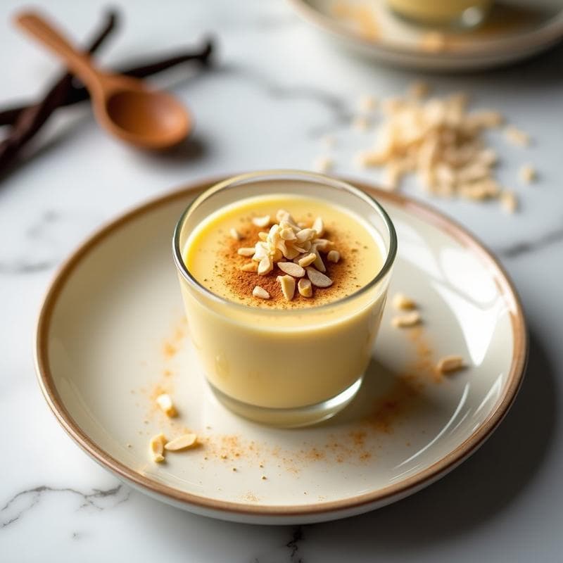 Pudín de Semillas de Cártamo y Vainilla: Postre Sin Lácteos y Bajo en Calorías con Toque Crujiente