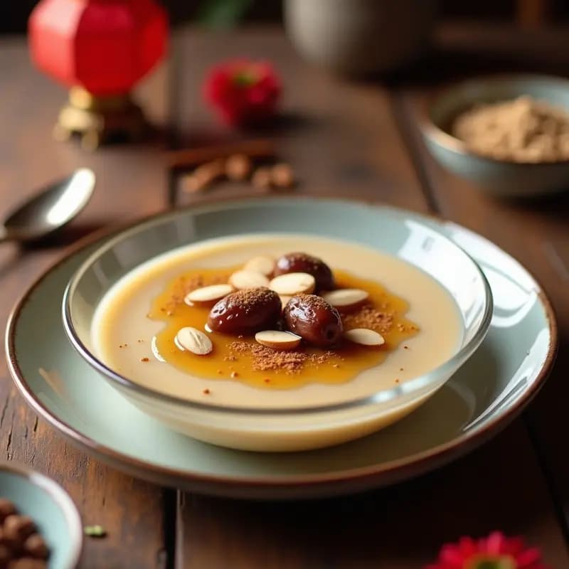 Pudin de Semillas de Loto y Sirope de Dátil: Postre Chino Sin Lácteos para el Año Nuevo
