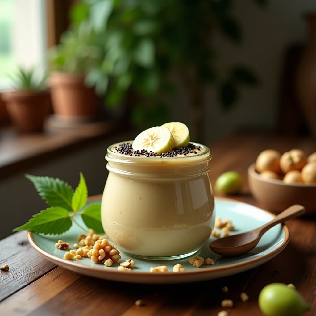 Pudín de Semillas de Lúpulo y Plátano Macho: Desayuno Alemán Sin Lácteos y Relajante