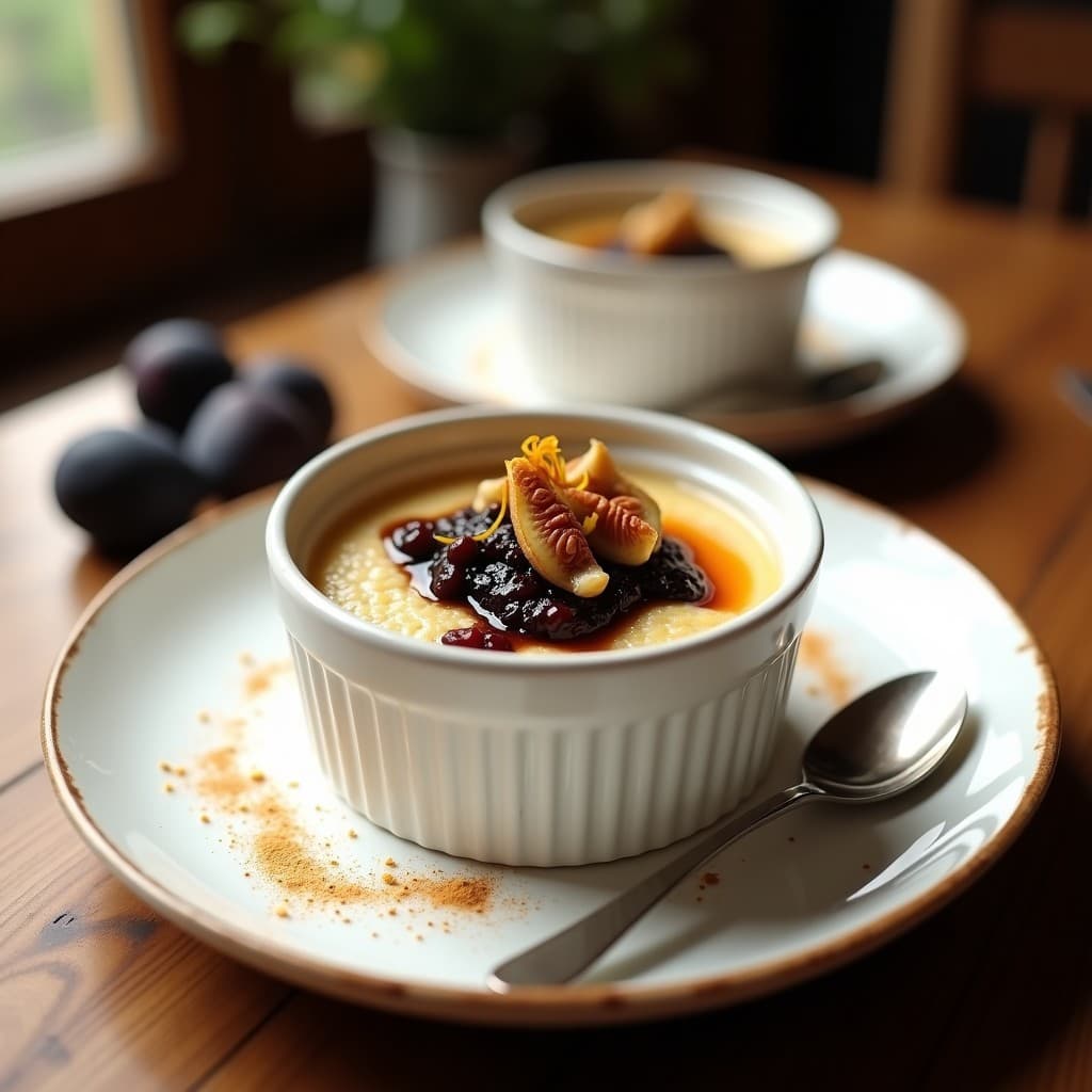 Pudín de Semolina de Trigo Sarraceno con Compota de Higo Negro: Desayuno Francés Sin Lactosa