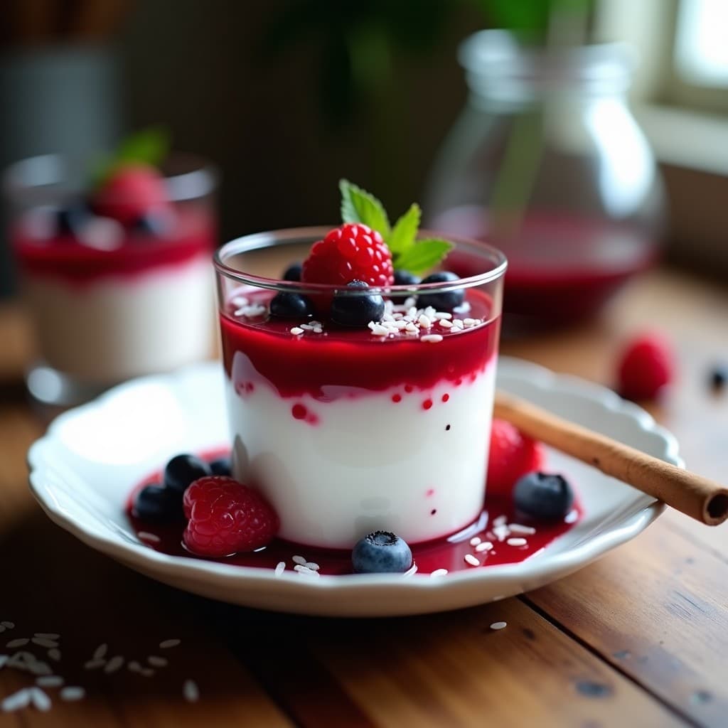 Pudín de Tapioca con Salsa de Frutos Rojos y Chía: Postre Sin Gluten y Sin Lactosa
