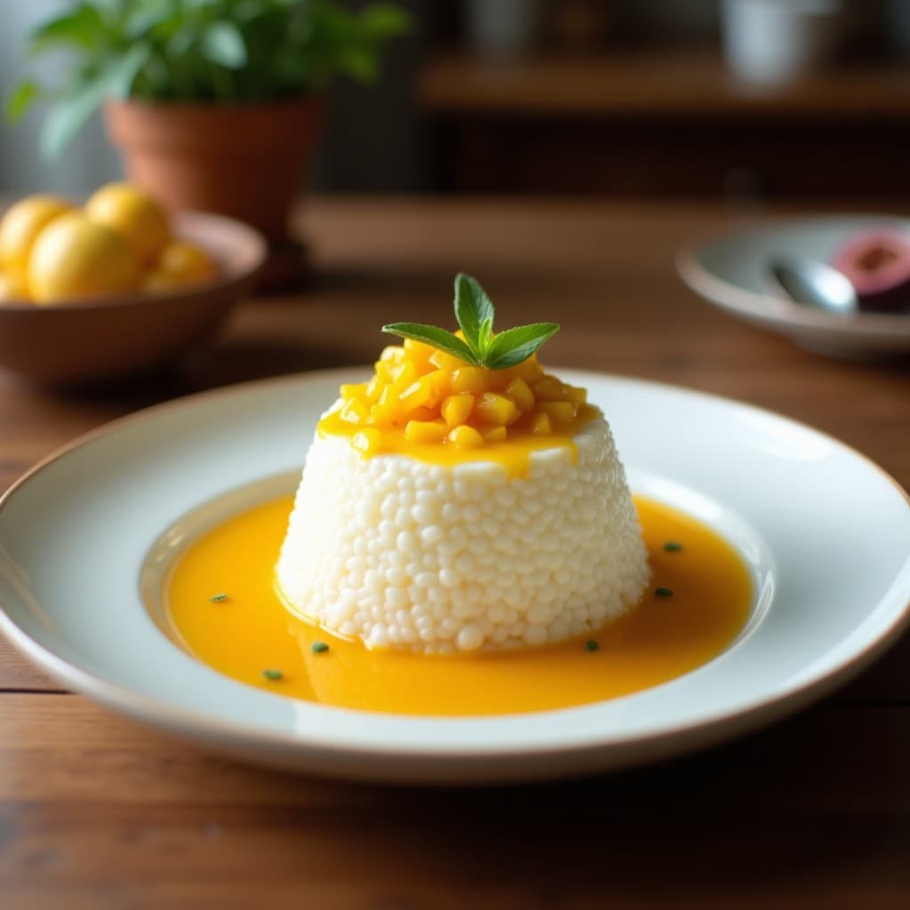 Pudín de Tapioca con Leche de Coco y Fruta de la Pasión: Postre Brasileño Sin Lácteos
