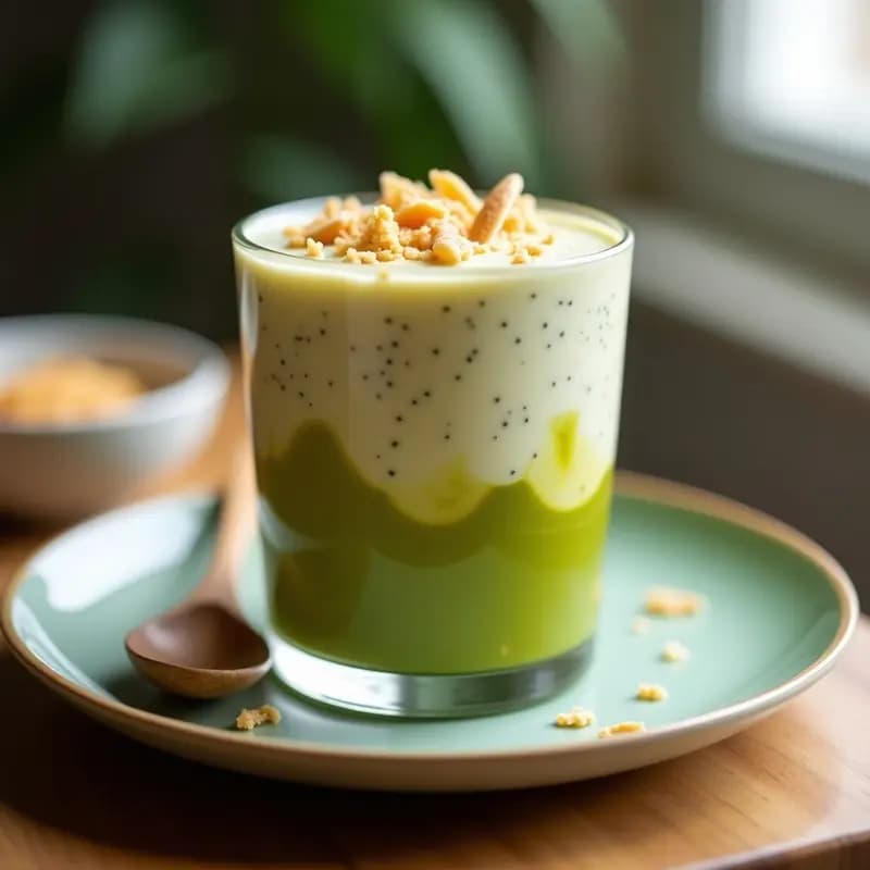 Puding de Matcha y Chía con Leche de Cúrcuma: Postre Japonés Sin Azúcar y Detox