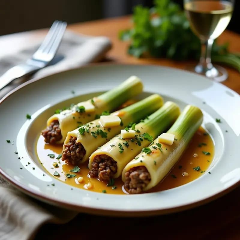 Puerros Rellenos de Carne y Arroz: Receta Francesa Clásica en Olla Lenta