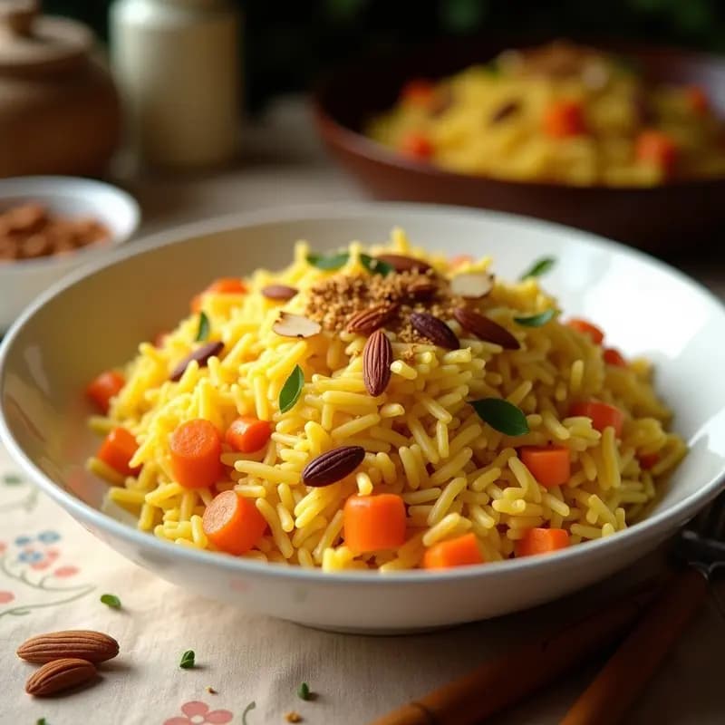 Pulav Iraní con Pasas y Zanahorias: Arroz Persa Dulce y Especiado en Olla Rápida