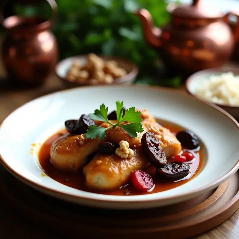 Puldak de Pollo con Ciruelas Pasas y Nueces: Receta Persa Dulce-Salada en Olla Lenta