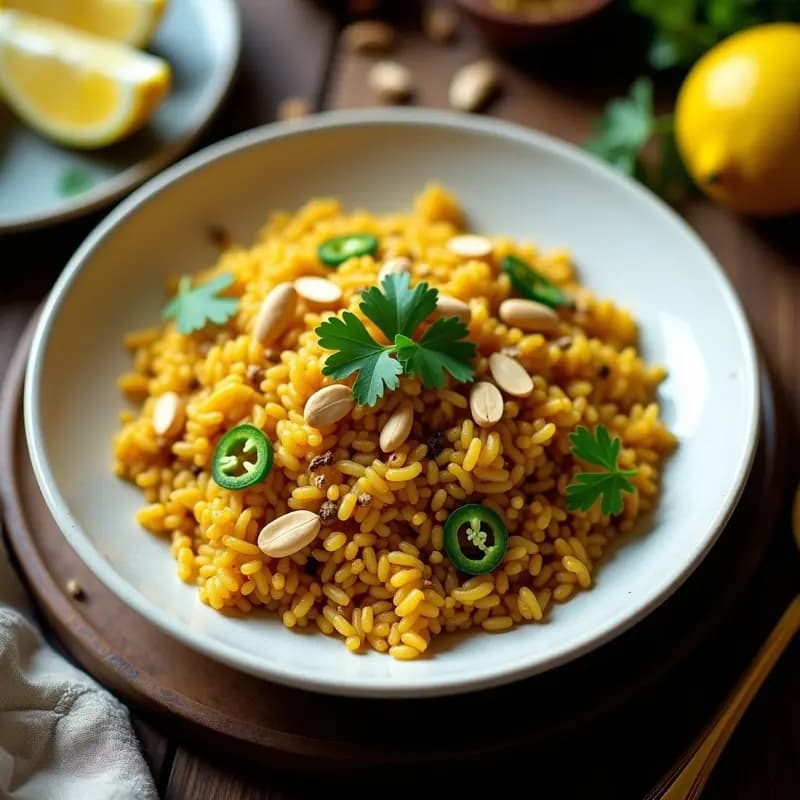 Pulihora de Arroz Salvaje y Limón: Receta India del Sur en 20 Minutos con Cacahuetes