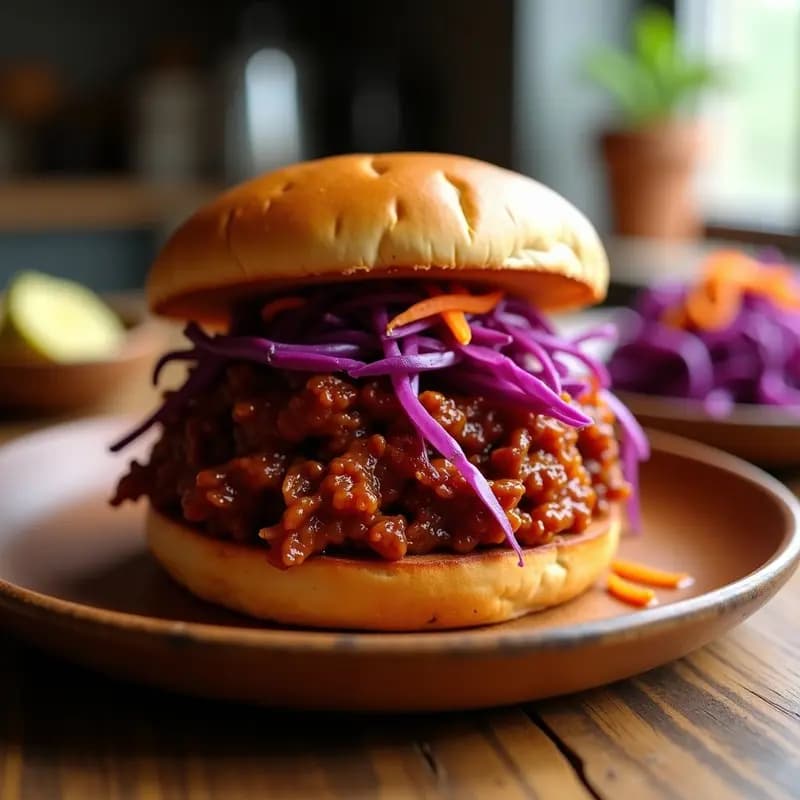 Pulled Jackfruit BBQ con Ensalada de Repollo: Receta Vegana al Estilo Americano