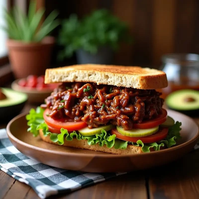 Pulled Pork de Setas: Sandwich Vegano al Estilo Americano con BBQ