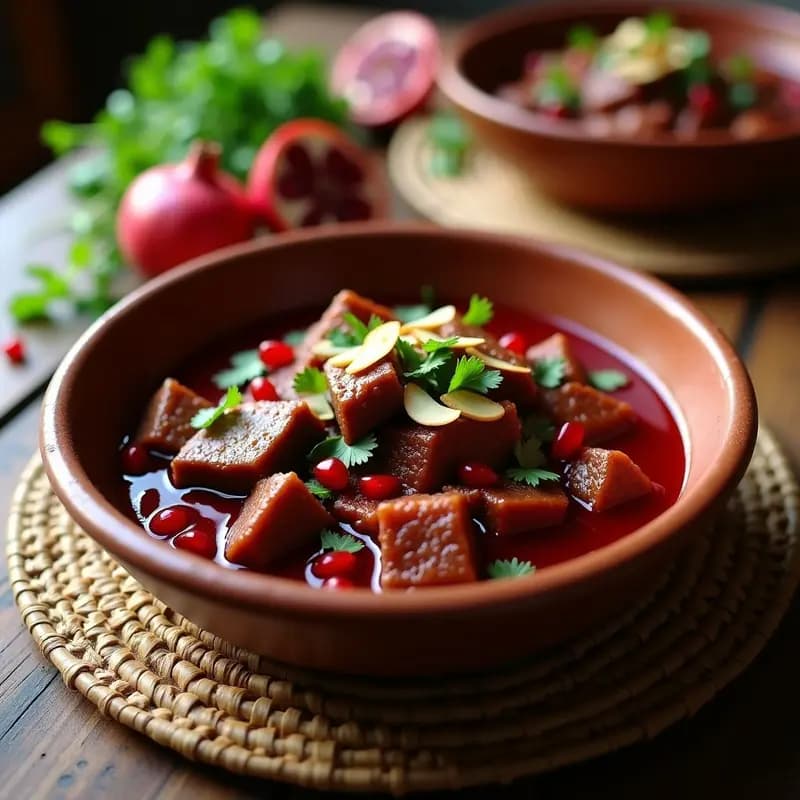 Pulpaki de Res con Salsa de Granada: Receta Georgiana con Toque Dulce-Ácido