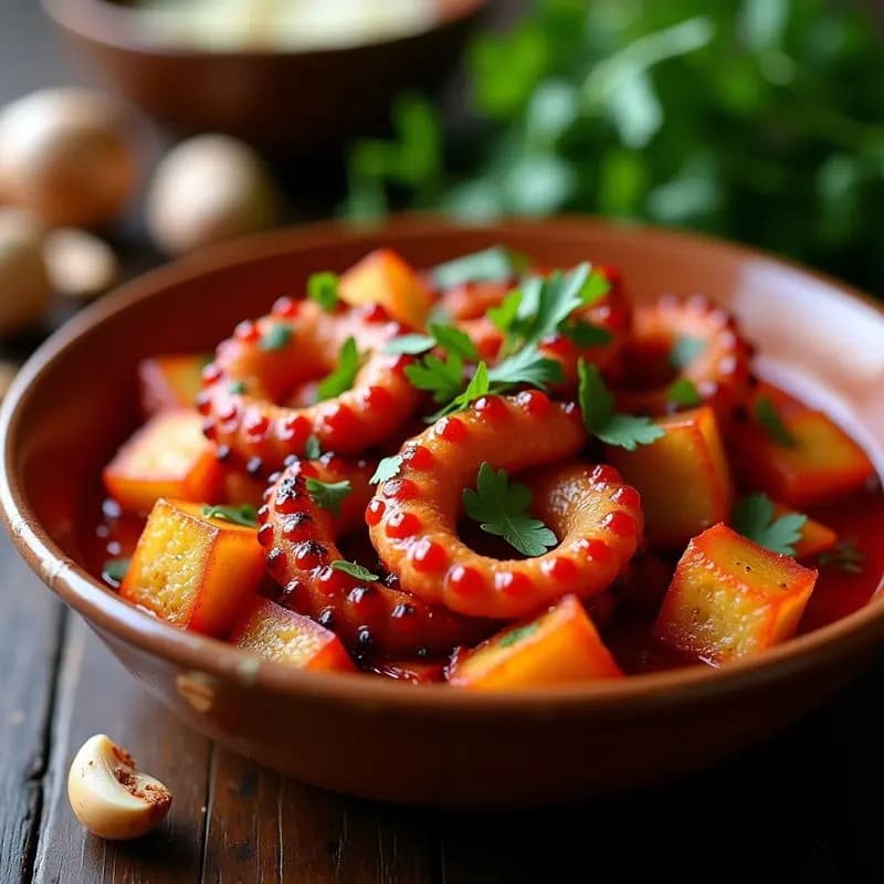 Pulpo al Ajillo con Patatas y Pimentón de Piquillo: Receta Española en Airfryer y Keto