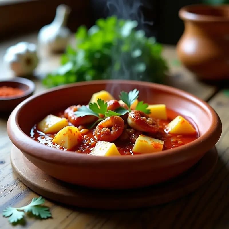 Pulpo al Ajillo con Pimentón de Piquín y Patata Camperol: Receta Gallega-Mexicana Fusion