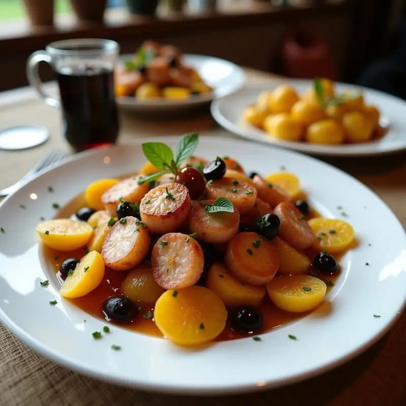 Pulpo a la Brasa con Ensalada de Papa y Salsa de Aceitunas Kalamata: Receta Griega al Estilo Mediterráneo