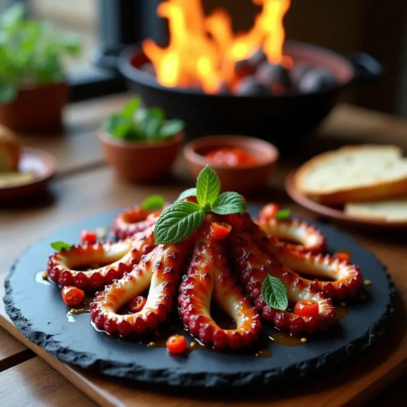 Pulpo a la Brasa con Mojo de Pimientos Asados: Receta Canaria en Parrilla