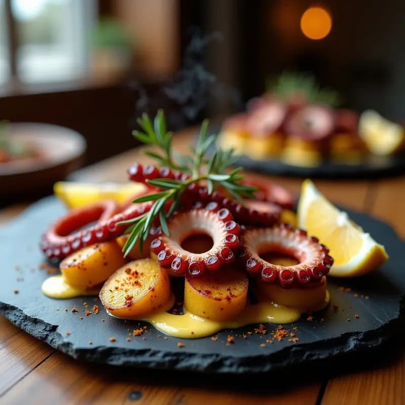 Pulpo a la Brasa con Patatas Confitadas y Alioli de Azafrán: Receta Española Viral en Olla Exprés