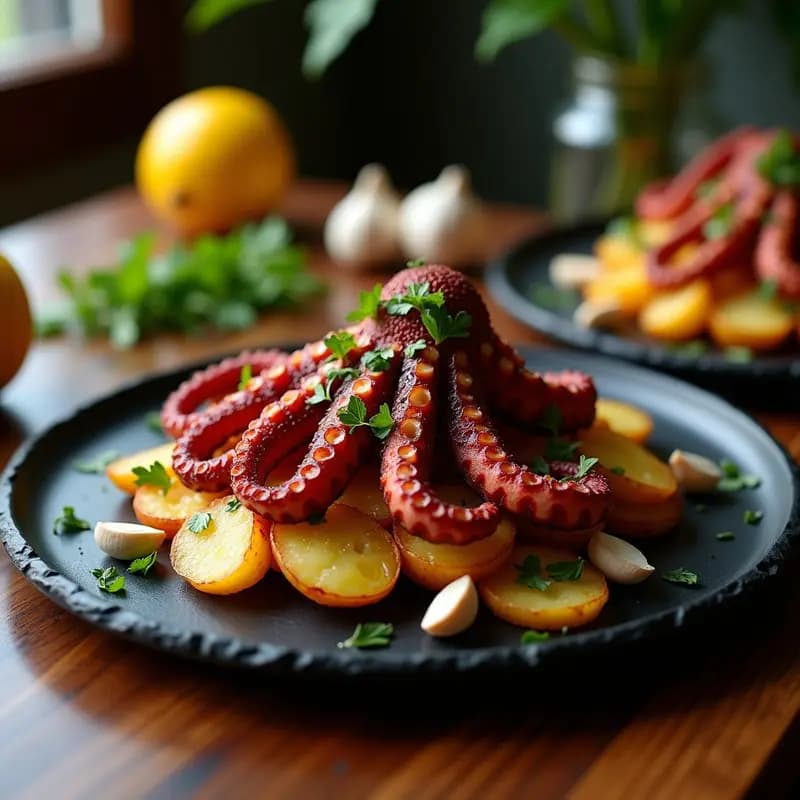 Pulpo a la Brasa con Patatas Panaderas: Receta Portuguesa Tradicional al Estilo Gallego