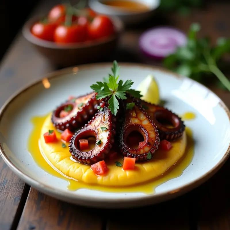 Pulpo a la Brasa Peruano con Puré de Papa Amarilla: Receta Alta en Proteína