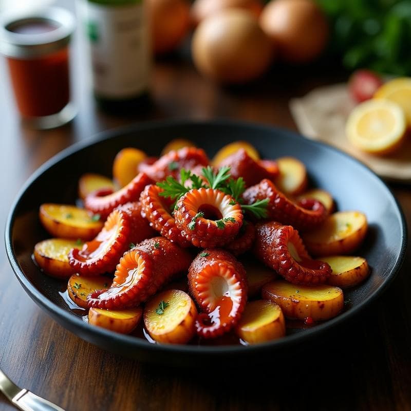 Pulpo a la Brasa con Pimentón y Patatas Panaderas: Receta Española en Thermomix en 30 Minutos