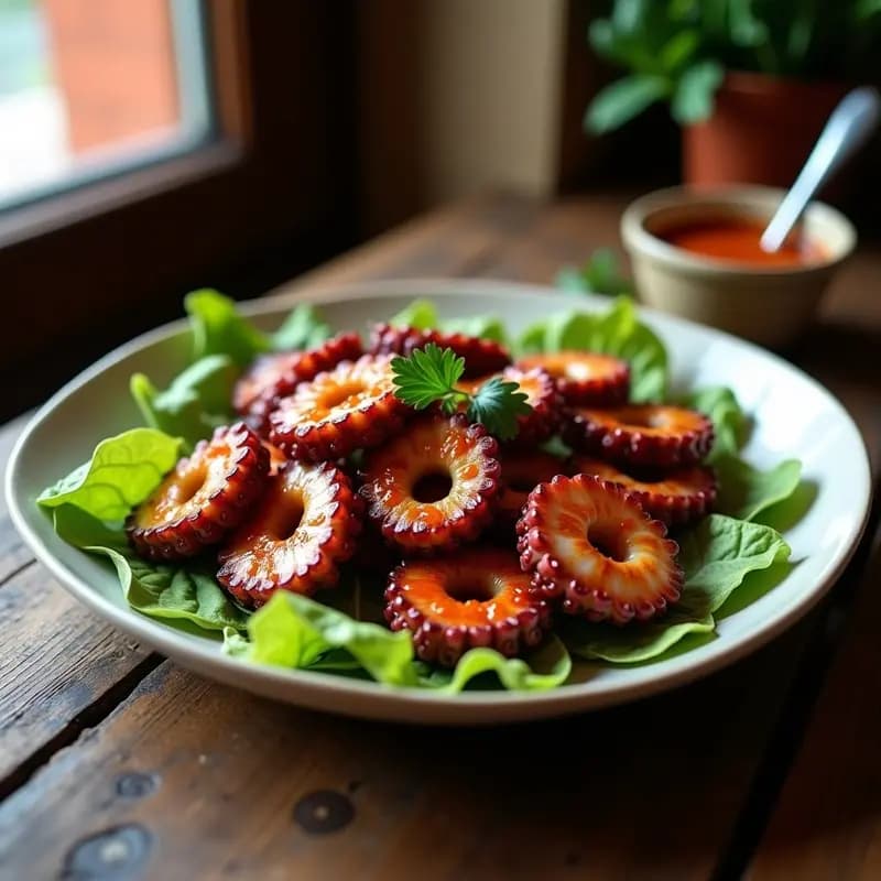 Pulpo a la Brasa con Romesco de Almendras: Receta Española Keto y Sin Lactosa