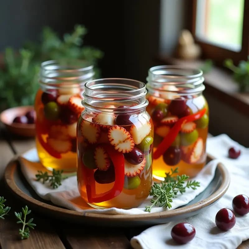 Pulpo en Escabeche con Aceitunas y Pimientos: receta española en conserva tradicional