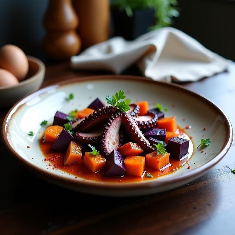 Pulpo a la Gallega con Pimentón y Batata Morada: Receta Tradicional reinventada en Airfryer