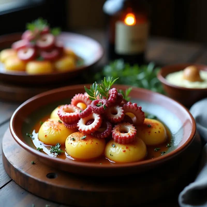 Pulpo a la Gallega con Cachelo de Castaña: Receta Española de Invierno en Olla Express