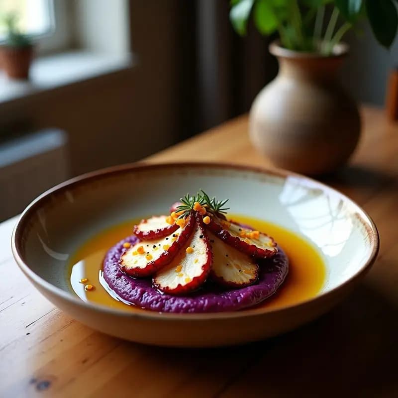 Pulpo a la Gallega con Cúrcuma y Patata Morada: Receta Española Gourmet y Antinflamatoria