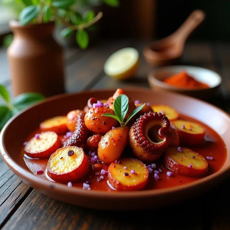 Pulpo a la Gallega con Papas Panaderas y Pimentón: Receta Española Gourmet en Olla a Presión