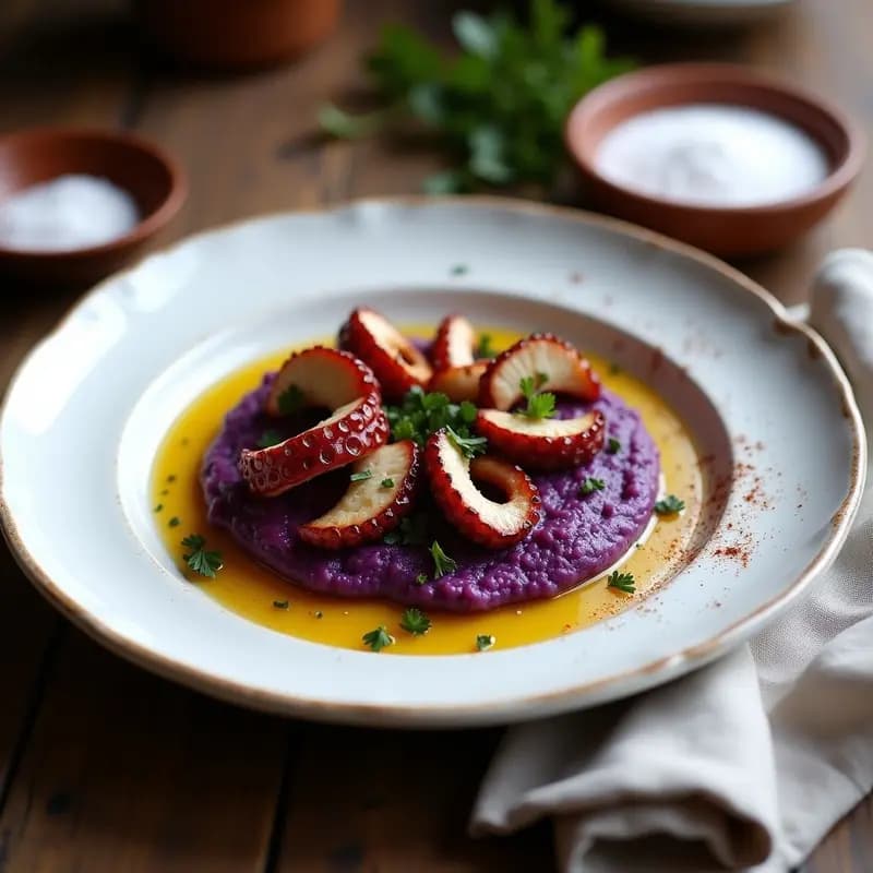 Pulpo a la Gallega con Patata Morada: Receta Española Tradicional y Alta en Proteína