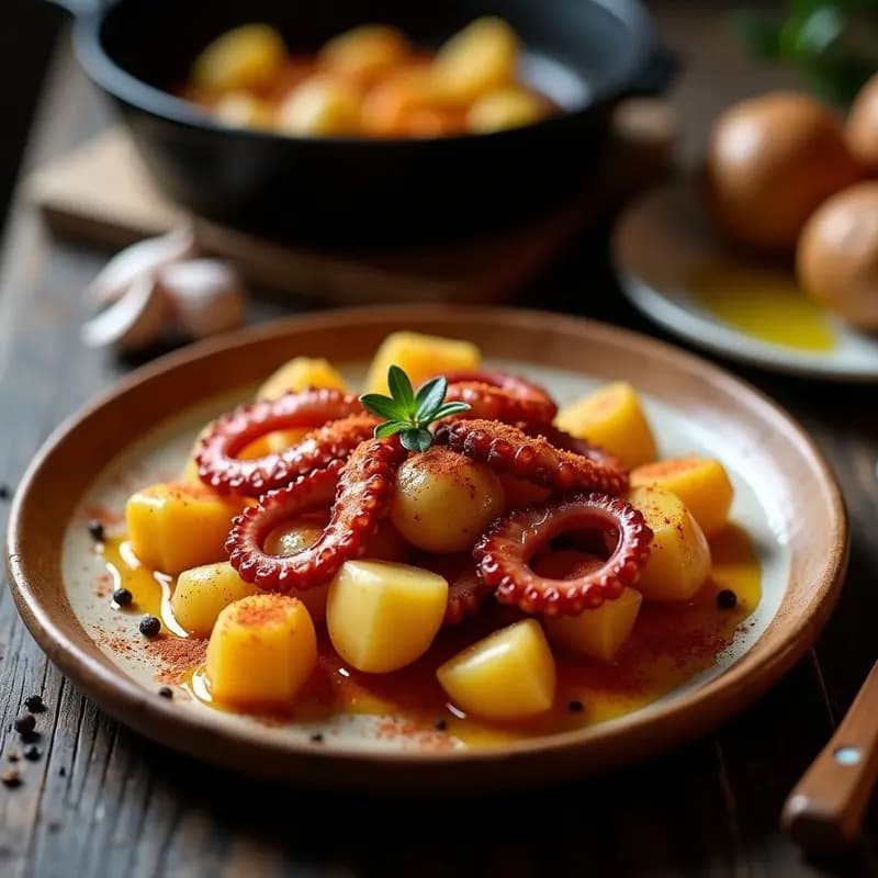 Pulpo a la Gallega con Patata y Pimentón de la Vera: Receta Española Tradicional en Sartén