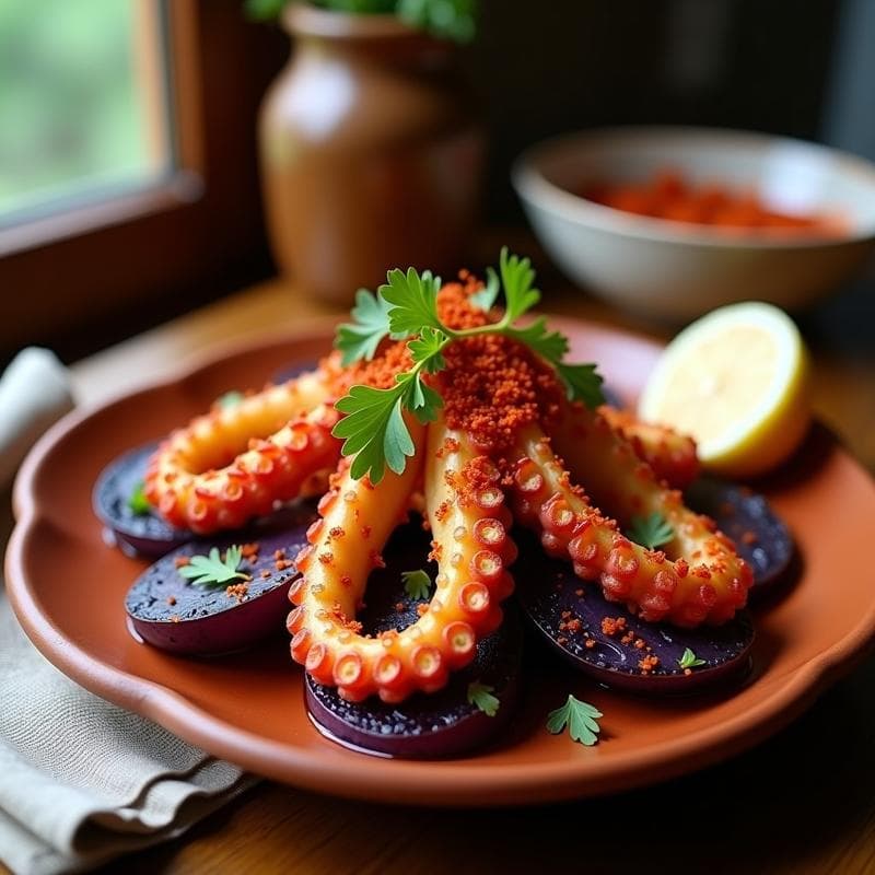 Pulpo a la Gallega con Patatas Moradas y Pimentón: Receta Española Crujiente en Airfryer