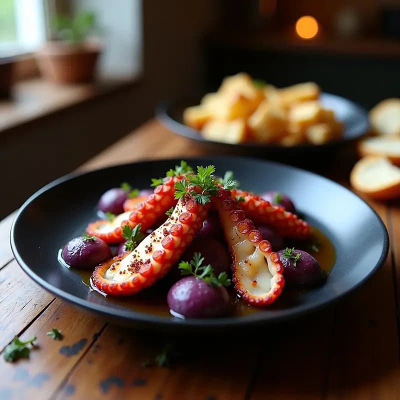 Pulpo a la Gallega con Patatas Púrpura: Receta Española Gourmet con Pimentón Ahumado