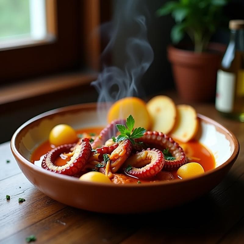 Pulpo a la Gallega con Pimentón y Patatas Panaderas: Receta Tradicional en Olla Lenta