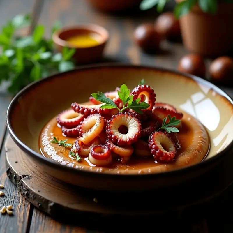 Pulpo a la Gallega con Puré de Castañas: Receta Española Tradicional en Olla Exprés
