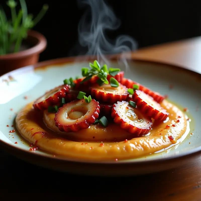 Pulpo a la Gallega con Puré de Castañas y Pimentón: Receta Española Alta en Proteína