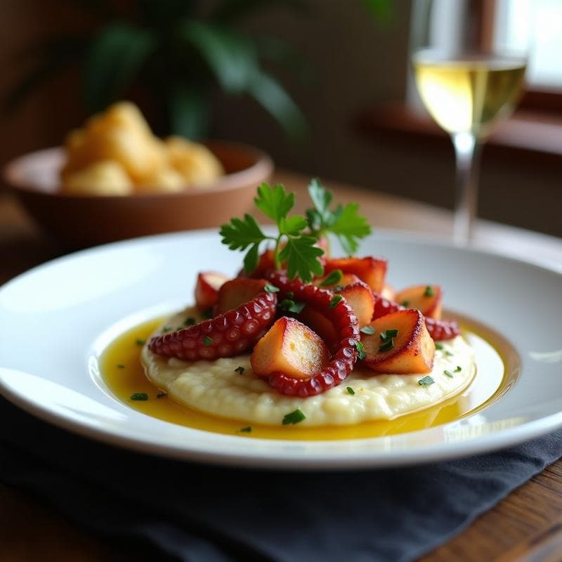 Pulpo a la Gallega con Puré de Coliflor y Pimentón de la Vera: Receta Gourmet en Airfryer